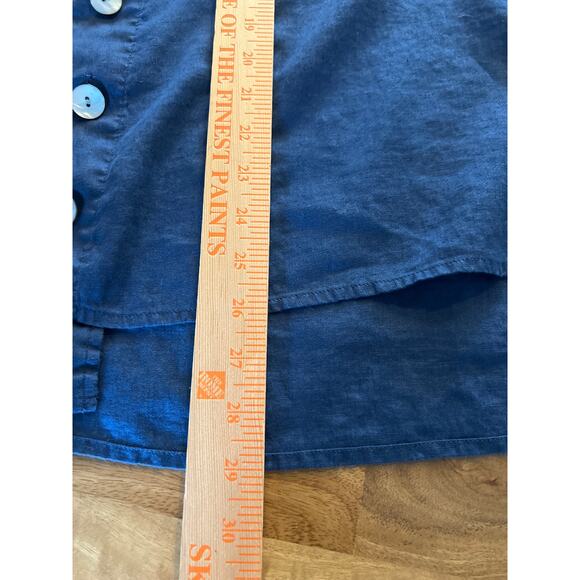 J Jill Love Linen Side Button Tunic Top Blue Women's SP - Picture 9 of 9